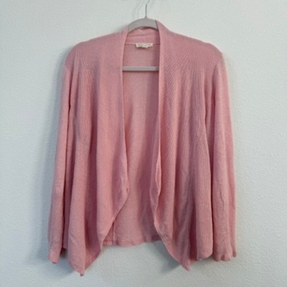 EILEEN FISHER Petite Open Front Cardigan Pink Organic Linen Lightweight